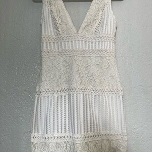 Forever 21 White Pleated Tiered Mini Dress